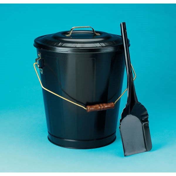 Fireplace Black Ash Container and Shovel Set
