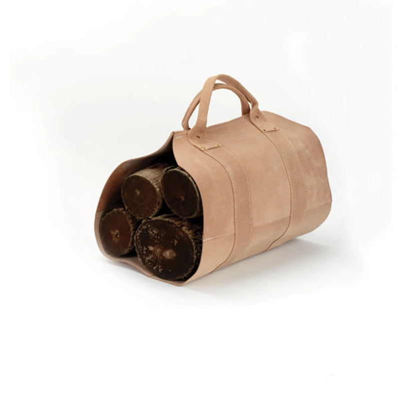 Rugged Cowhide Leather Log Carrier